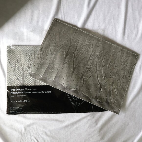 Silver Woven Tree Placemats - Wipe Clean PVC - Two sets of 4 - Picture 2 of 5